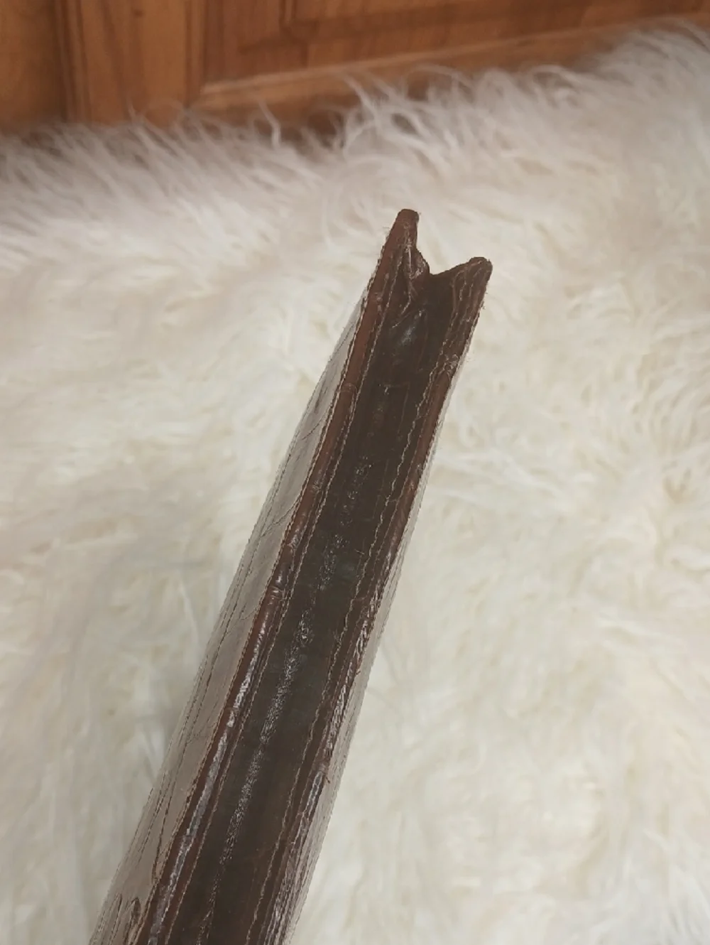 Brown Croc-Embossed Leather Tablet Sleeve or Document Holder